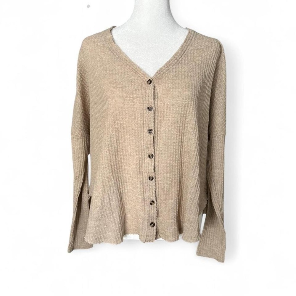 Urban Outfitters Out From‎ Under Tan Waffle Knit Oversized Long Sleeve Top XS